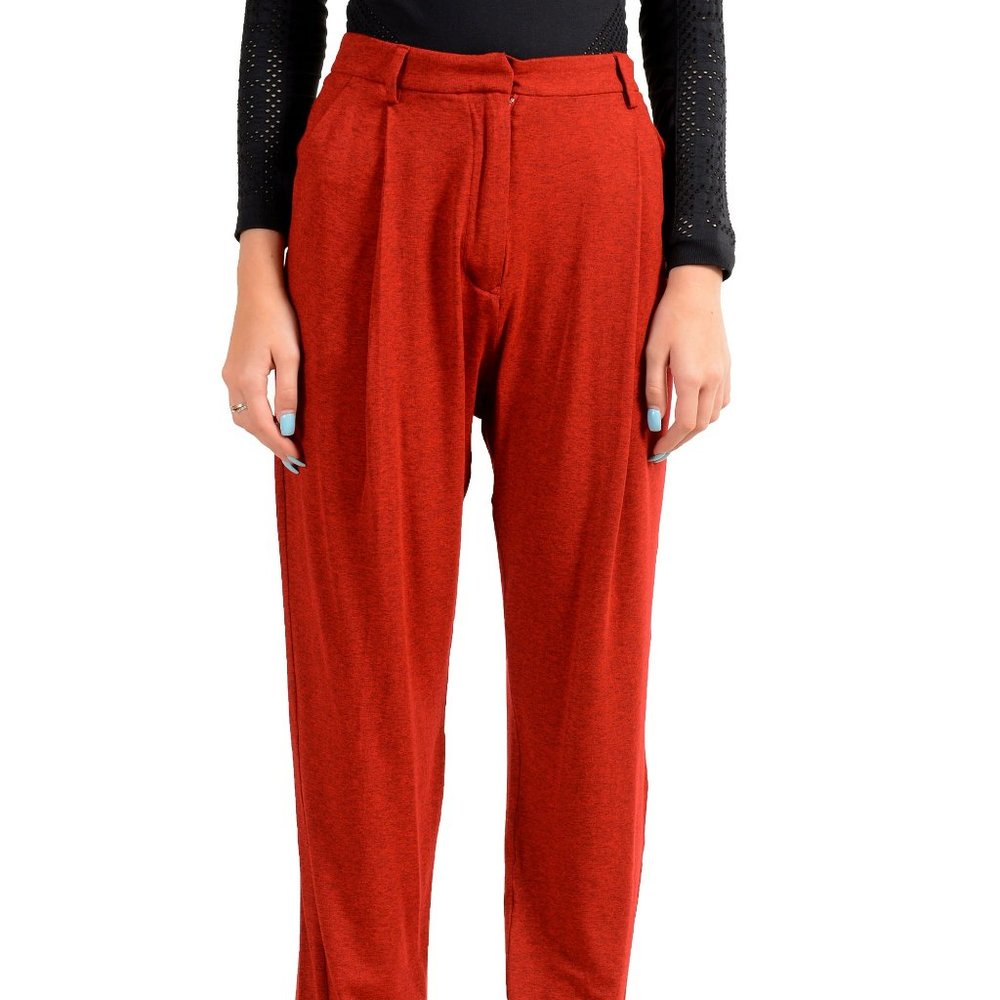 Maison Margiela MM6 Women's Red Flat Front Casual Pants US M IT 42